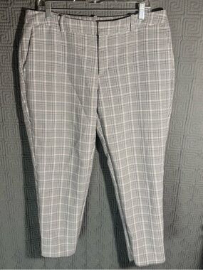A New Day Dress Pants Women’s 14 Grey Gray Plaid Stretch Cotton Blend